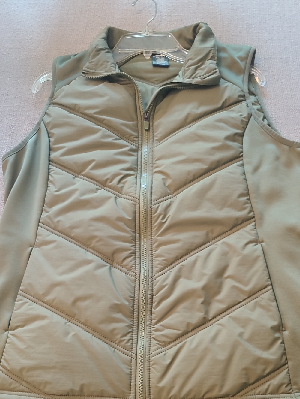 Avia Olive Green Quilted Zip-Up Vest - Women's
